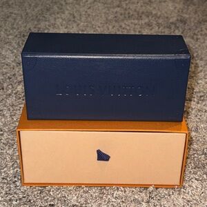 Louis Vuitton Navy and Tan Glasses Case